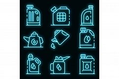 Motor oil icons set vector neon Product Image 1