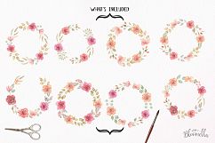 Rose Watercolor Floral Wreaths 8 Red Peach Flower Wedding Product Image 5