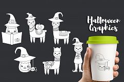 Cute Halloween Llama Clip art, Alpaca Graphics Product Image 2