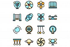 Perpetual motion icons set vector flat Product Image 1