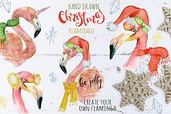 Christmas pink flamingo watercolor creator Product Image 1