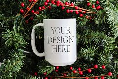 15 oz Pine Christmas Mug Mockup Product Image 1