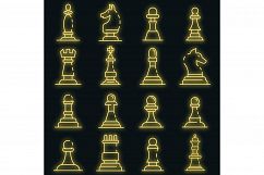 Chess icons set vector neon Product Image 1