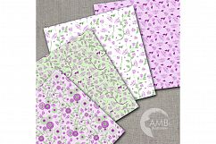 Shabby Chic floral backgrounds, Violet floral Papers, Purple floral pattern, Lilac scrapbook paper for all your crafts, commercial use, AMB-1409 Product Image 7