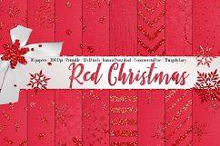 16 Red Glitter Christmas Printable Digital Papers 12 x 12 in Product Image 1