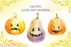 Little witches. Halloween watercolor clip arts and seamless Product Image 5