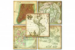 Vintage Maps Digital Paper - 14 Antique Sepia maps Product Image 2