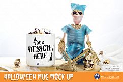 Halloween Mock up white mug skeleton - JPEG &amp; PSD formats Product Image 1