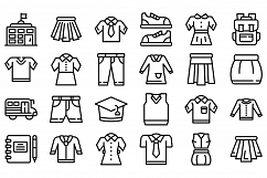 School uniform icons set, outline style Product Image 1