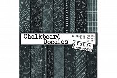 Chalkboard Patterns Digital Paper - "Chalkboard Doodles" Product Image 1