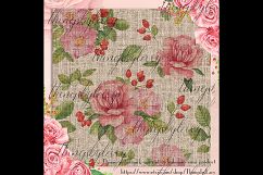 16 Flower and Burlap Digital Papers, Leaf, Floral, Natural Product Image 5