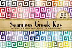 100 Seamless White Greek Key Pattern Digital Papers Product Image 1
