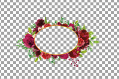 Boho bordo floral frames watercolor clip art pack, burgundy Product Image 15