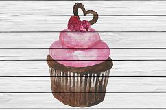 Digital Watercolor Cupcakes Clip art Product Image 5