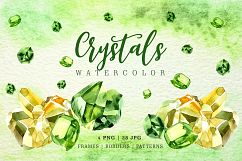 Aquarelle yellow and green crystal PNG set Product Image 1