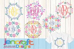 Floral SVG Flower Wreath SVG, Roses Monogram Frame SVG Product Image 1