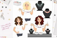 Woman jewelry character clip art (L169 Dixie) Product Image 1