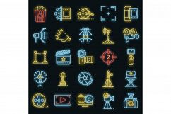 Film production icons set vector neon Product Image 1