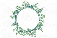 Eucalyptus frames watercolor clip art pack, Eucalyptus leaves design borders. PNG, jpg, svg, vector illustrator &amp; corel files included Product Image 10
