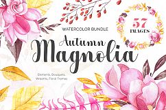 Autumn Magnolia Watercolor Bundel Product Image 1