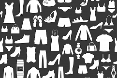   Set of clothing, shoes, accessories line and flat icons. Women&#039;s , Men&#039;s and Children&#039;s fashion. Seamless patterns with icons.  Product Image 4