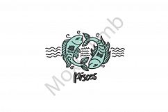 Pisces Machine Embroidery Design, Zodiac, Horoscope Embroidery Design Product Image 1