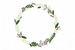 Floral Wreath Leaves Wreath Font Frame Design - EMBROIDERY DESIGN FILE - Instant download - Vp3 Hus Dst Exp Jef Pes format hoop 4x4 5x7 6x10 Product Image 1