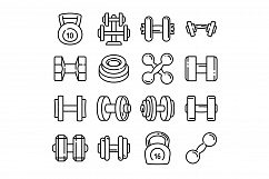 Dumbell icons set, outline style Product Image 1