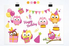 Birthday Owls Girls  graphics and illustrations Product Image 2