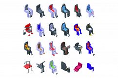 Child seat bike icons set, isometric style Product Image 1