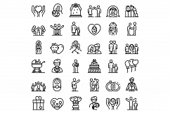 Family moments icons set, outline style Product Image 1