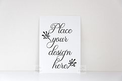 5x7 print mockup, Blank Card Mock up minimal vertical cards white display stock photo psd smart template stationery Product Image 1