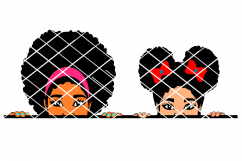 Peeking Girls svg, Afro puff girls,Peeking afro, svg file, Product Image 1