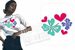 Hibiscus Hearts Machine Embroidery Design 4 Sizes Product Image 1