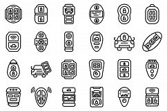 Smart car key icons set, outline style Product Image 1