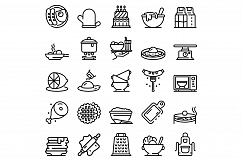 Homemade food icons set, outline style Product Image 1