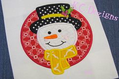 Snowman Circle Machine Applique Embroidery Design Product Image 2