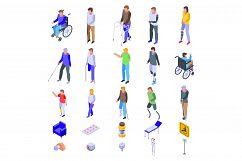 Handicapped icons set, isometric style Product Image 1