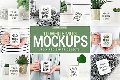 10 Mug mockup bundle, white &amp; green lifestyle stock photos Product Image 1