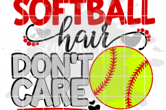 Softball Hair Don&#039;t Care SVG Product Image 2