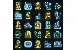 Nurse icons set vector neon Product Image 1