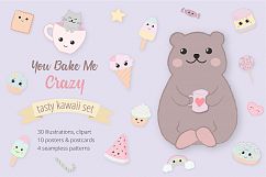 Sweet Kawaii Cute Cake Illustration Clipart Set Product Image 1
