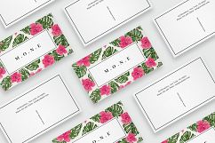 Business card template with monstera leaf &amp; tropical flowers Product Image 2