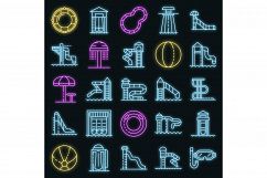 Aquapark icons set vector neon Product Image 1