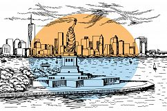 New York City line art illustration vector Product Image 1