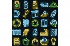 Recycles icon set vector neon Product Image 1