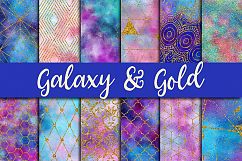 Galaxy &amp; Gold Glitter Digital Paper Product Image 1