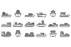 Ferry icons set, outline style Product Image 1