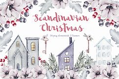 Scandinavian Christmas Watercolor Clipart Product Image 1