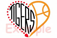 Tigers Sport Heart SVG School Spirit football 975s Product Image 3